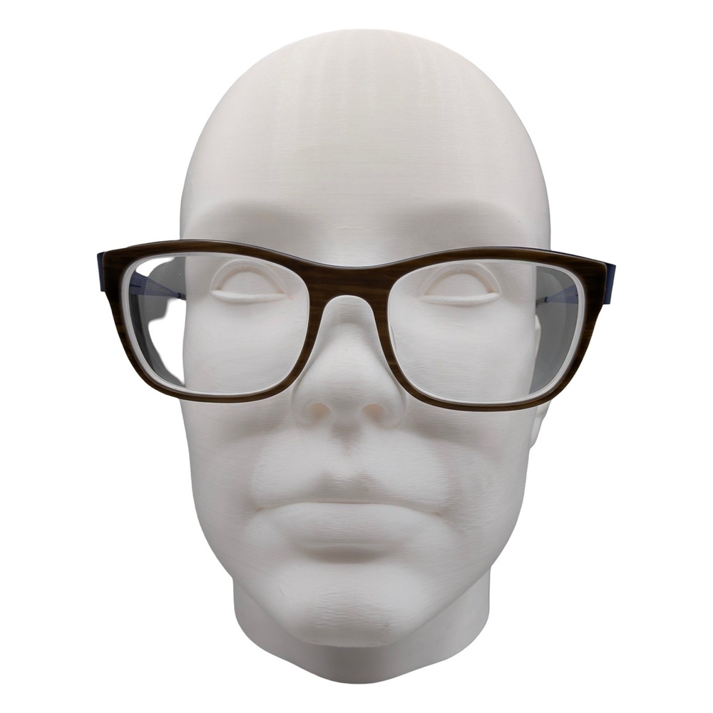 Bevel Rusty 2529 HBM Eyeglasses Blue Brown Wood Grain Titanium Frames Japan
